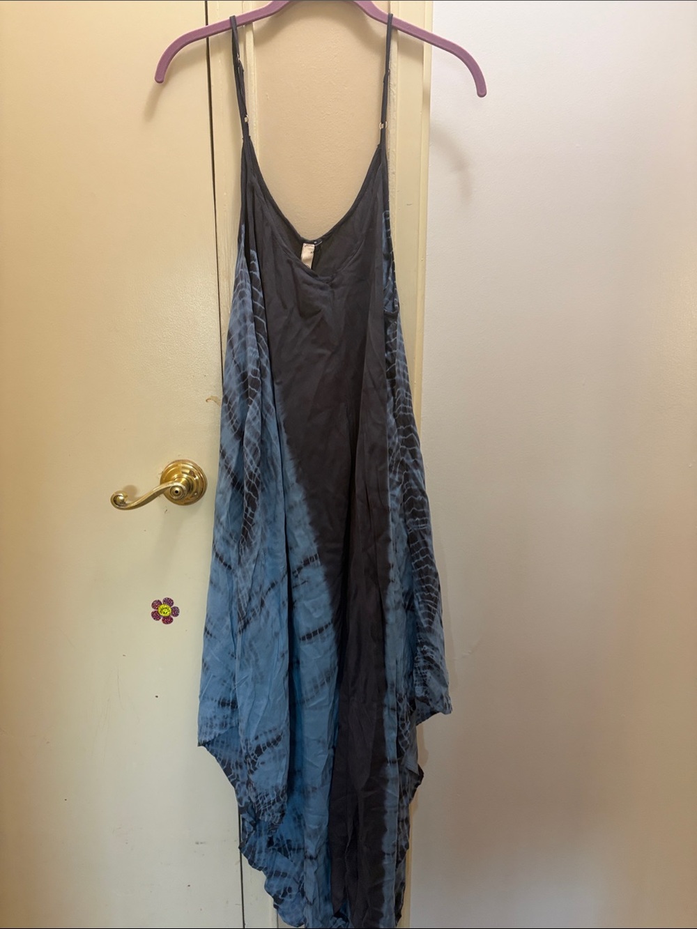 Elan Black and Blue Tie-Dye Midi Slip Dress